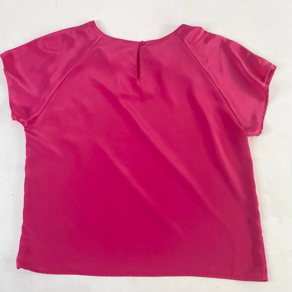 Vintage Hot Pink Mid Century Boxy Drapey Dropped Shoulder Blouse Sz XL - Picture 7 of 7